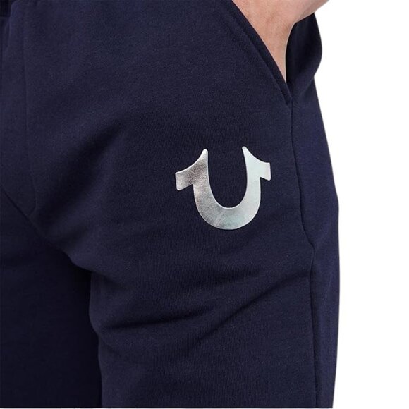 True Religion Men's Metallic Sweatsuit 2 Piece Fleece Hoodie Joggers Outfit Set - Picture 9 of 15